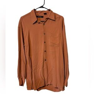 Men’s Size Large Bachrach Silk Button Down Shirt EUC